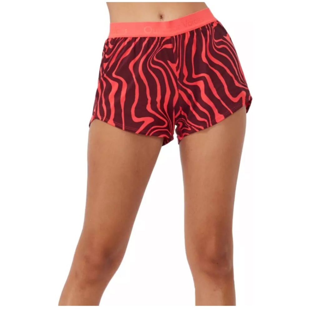 RARE Outdoor Voices Relay Shorts 3” Orange Red Zebra Print